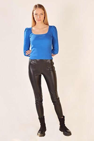 ESPİNA Women's Square Collar Long Sleeve Blouse