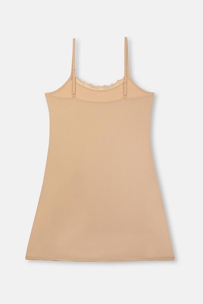 Dagi Jupon-Kleid mit Spitze und dünnen Trägern – Tan 4014Kc