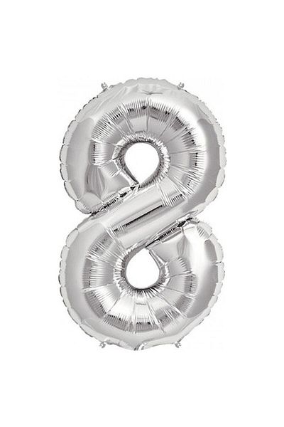 CAVAŞ sun hat 8 Number Silver Foil Balloon 32inc 80 Cm