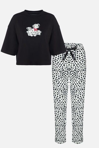 koza iç giyim Set de pijamale de damă din bumbac, cu model dalmatian