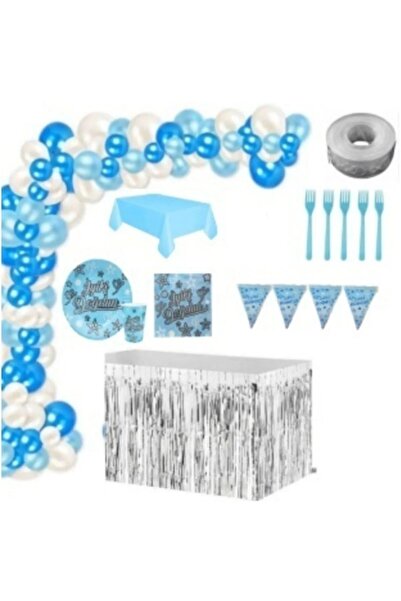 CAVAŞ sun hat 8 Person Blue Gilded Good Dogdun Ready Luxury Birthday Party Set