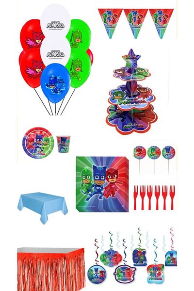 Fixman 8 Kisilik Pijamaskeliler Ready Birthday Party Set