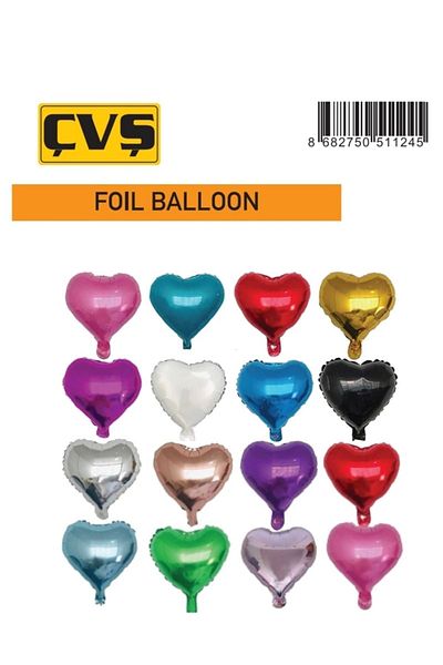 CAVAŞ sun hat 10 Pieces 40 Cm Mixed Color Heart Foil Balloon
