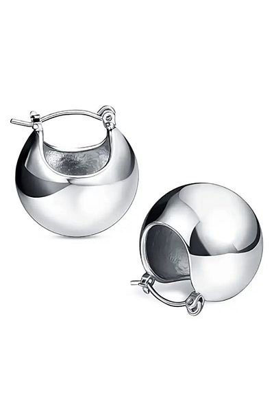 CHARMLUCKY Steel Basket Ball Earrings