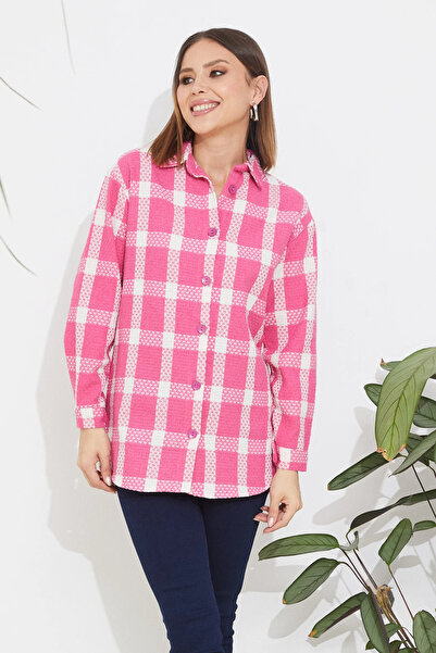 Go Veform Жіноча сорочка з рожевим картатим візерунком - ZN5019