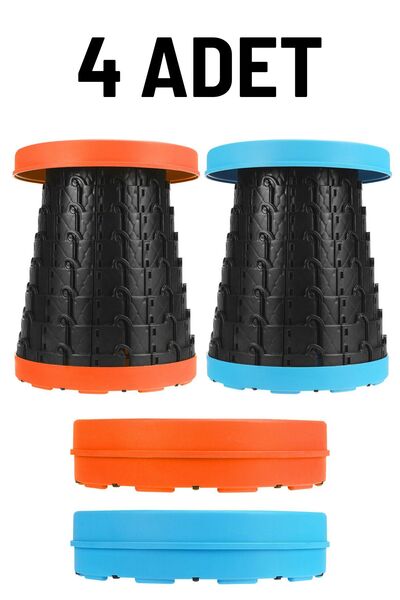 Genel Markalar 4 Lü Set Okul/Kamp/Bahçe/Konser/Piknik Çok Amaçlı Pratik Katlanır Kırmızı/Mavi Taburetik Tabure