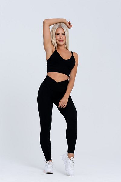 Gymwolves Nahtlose Sportstrumpfhose | Schwarz | Nahtlose Leggings | Cord | Wickelmodell |
