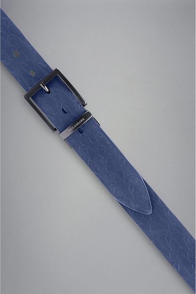 PAUL&SHARK Men's Blue Embossed Logo Belt - Adjustable Metal Buckle,14316031-050