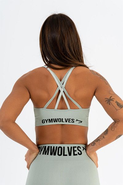 Gymwolves حمالة صدر رياضية بدون خياطة | نعناع | سيمز حمالات الصدر | موديل مضلع رفيع |