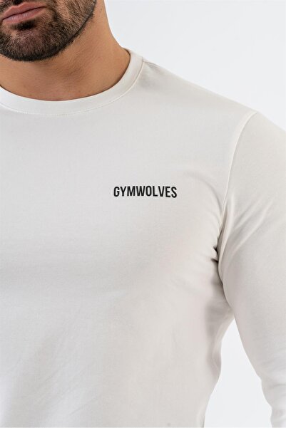 Gymwolves Men's Sports Bodysuit | White | Long Sleeve Sports T-shirt | Basic Series |