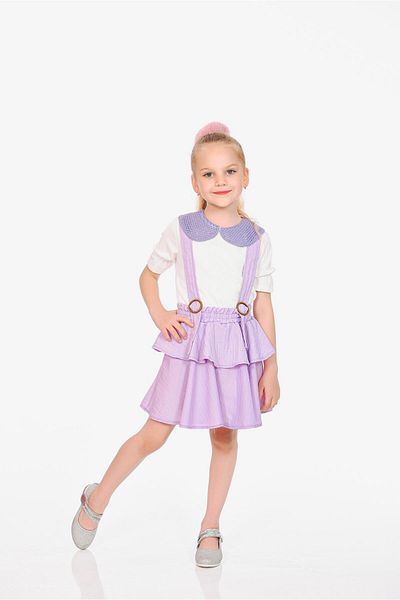 Butik Girl's Layered Ruffle Skirt Salopet Suit Lilac