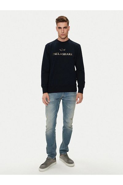 PAUL&SHARK Navy Blue Men's Sweatshirt - Cotton, Long Sleeve, Daily Use, Woven 14311815 -50E