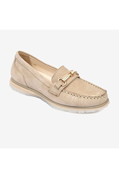Greyder Kadın Vizon Hakiki Deri Loafer Ayakkabı 4Y2CA33621