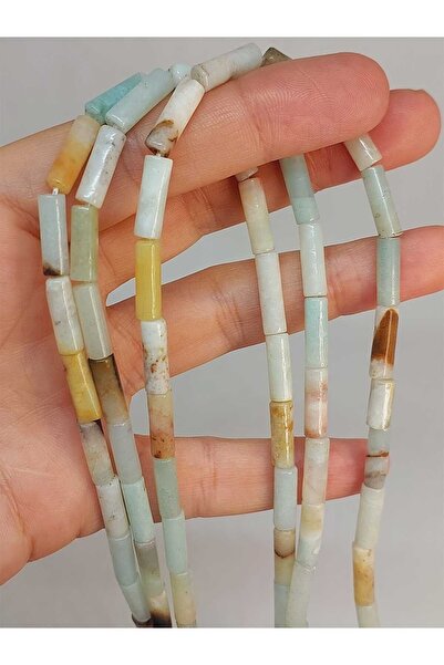 Yasamtohumu Narukvica od amazonitnog kamena - pola niza, cilindar kroj , 4x12...