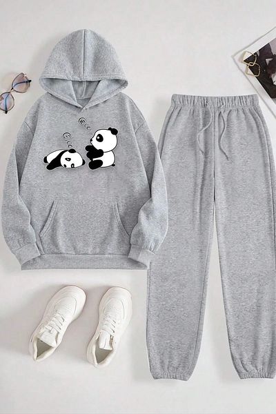 DAXİS Sportwear Company Set de hanorac cu glugă și pantaloni de jogging cu model panda unisex