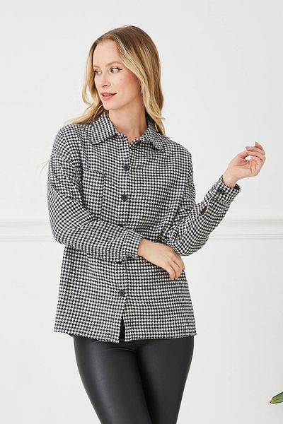 Go Veform Cămașă neagră de lemne pentru femei Houndstooth - ZN5034