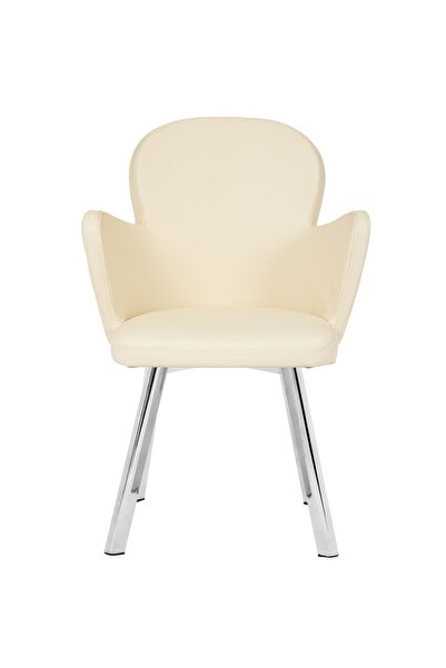 MARKAELZ KROM METAL AYAKLI SALON/MUTFAK SANDALYESİ KOLLUKELEBEK (DERİ)