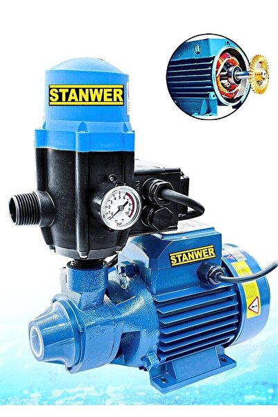 STANWER Alman %100 Bakır Sargı 0,5 Hp Akıllı Otomatik Hidromatlı 35 Metre Dik Basar Paket Hidrafor