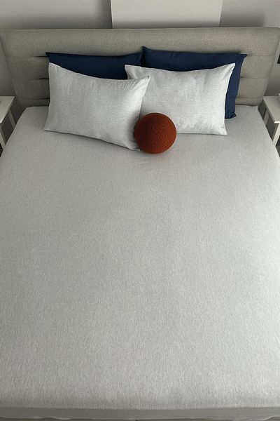 NANOSOFT Γκρι Oversize Εφαρμοσμένο σεντόνι + 2 Μαξιλαροθήκες - 180x200 cm
