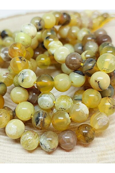 Yasamtohumu Жовтий опал з вкрапленнями - 7-7,5 мм, півнитка, довжина 18 см