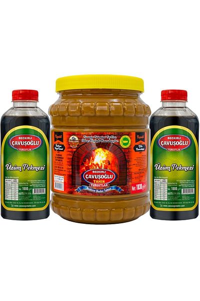 Bozkırlı Çavuşoğlu Çavuşoğlu Wood Fire Bran Steppe Tahini 1830g + Çavuşoğlu Grape Molasses 1900g