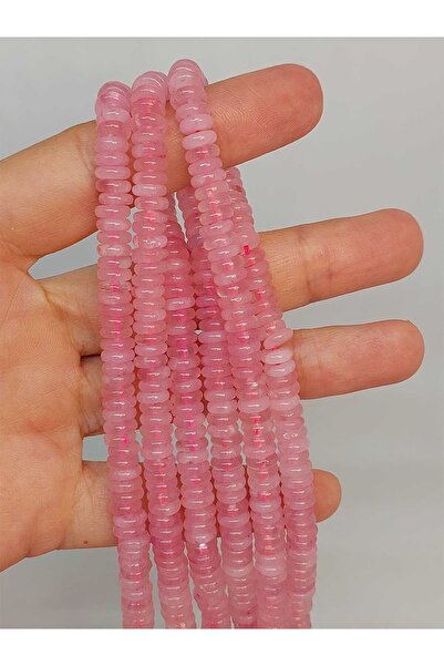 Yasamtohumu Ružičasti kvarcni kamen - dužina narukvice, podloška kroj , 6x1.5...