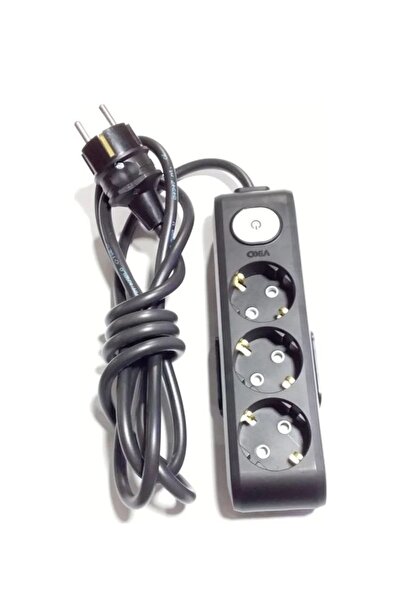 VİKO 2 Adet Siyah 3'lü Anahtarlı 10 Metre (10 mt) Topraklı Çocuk Korumalı