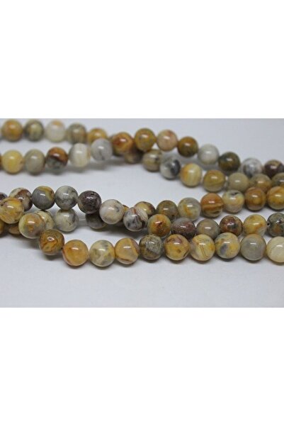 Yasamtohumu 8mm polu-niz narukvice od ahat kamenja - 17444 (18cm dužina)