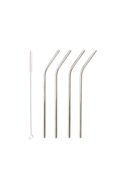 Genel Markalar 5 Parça Çelik Pipet Seti - Inox - 21,5 cm