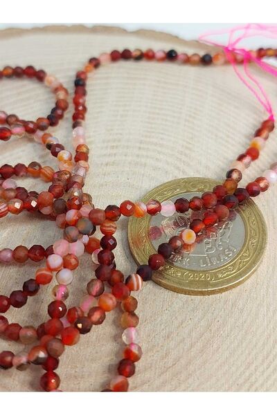 Yasamtohumu 2,5 mm polu-niz narukvice od ahat kamenja - dužina 17 cm