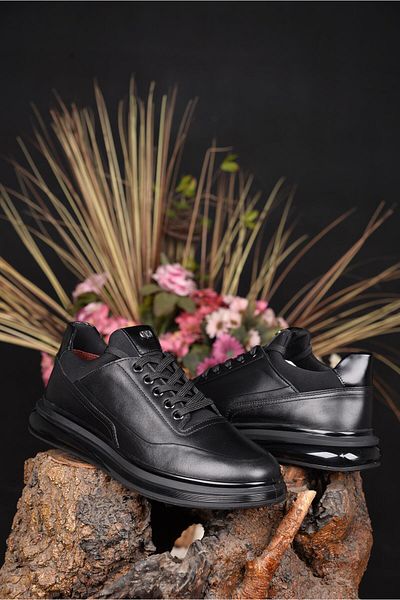 MARCOMEN Men's 4 Seasons 100% Genuine Leather Black Men's Shoes - Elegance and Comfort with Innovative Style