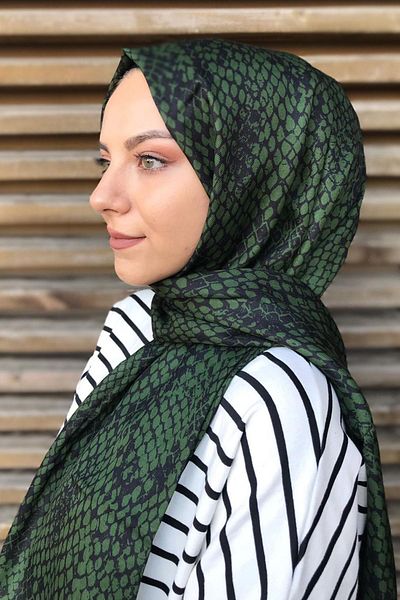 Stella Snake Pattern Cotton Shawl Khaki