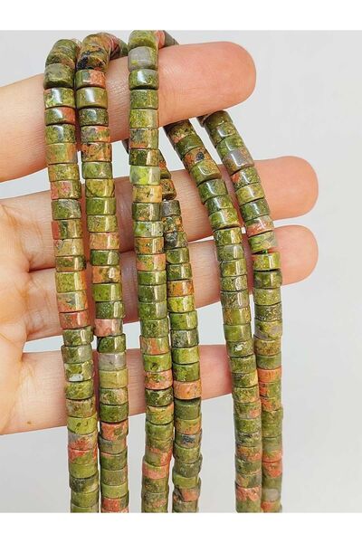 Yasamtohumu Narukvica u obliku unakit kamena - pola niza 3x6mm, dužina 18cm (...