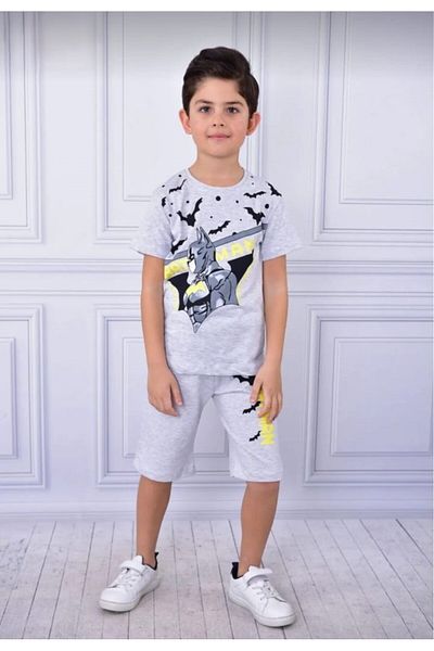 BUUFUU Summer Pocketed Short Sleeve Printed T-Shirt with Shorts Double Set