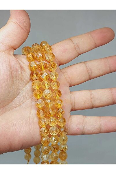 Yasamtohumu Bileklik Boy Sitrin Taşı Faset Kesim Yarım Dizi 8mm (51358) (18CM...