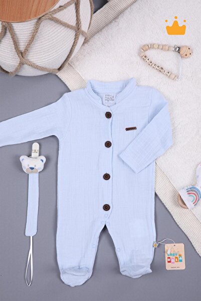 Babyhola بذلة أطفال من الموسلين مع حزام مصاصة للجنسين 1094