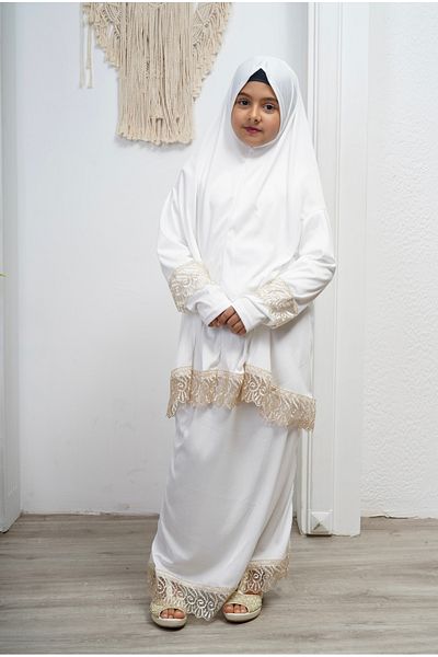 Kutay Collection Φόρεμα προσευχής δύο κομματιών για κορίτσια με αυτοκαλυμμένο καλοκαιρινό ύφασμα