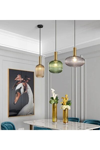 RONİSU AYDINLATMA Rustik Modern Opal Camlı Avize