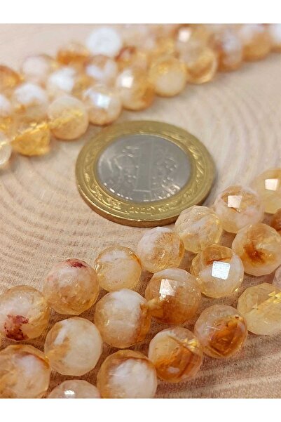 Yasamtohumu Bileklik Boy Sitrin Taşı Faset Kesim Royal Quality Yarım Dizi 8mm...