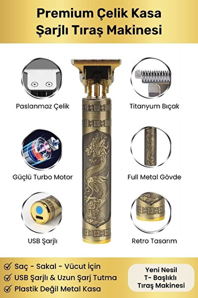 Noriyen Premium Çelik Kasa Profesyonel Şarjlı Saç Sakal Ense Çizim Lazer Önce...