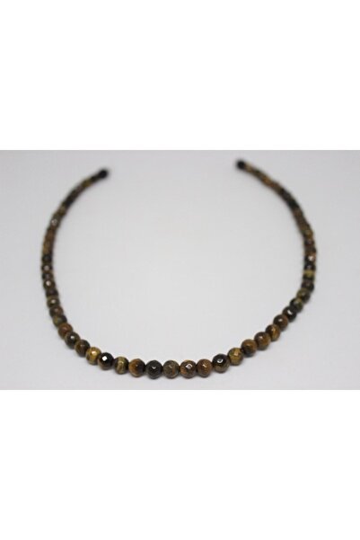 Yasamtohumu قلادة بحجر عين النمر مقاس 6 مم - مشبك من العنبر