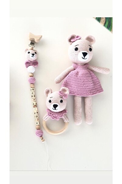 amigurumitoys Suslu Ayicik Yenidogan Seti
