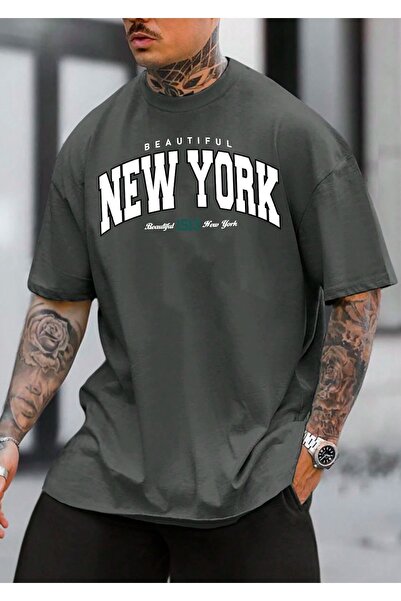 MEİLİFENG Tricou oversize unisex cu imprimeu New York