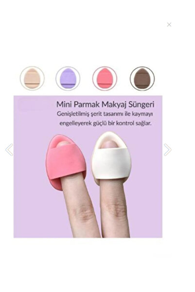 moc allure Parmak Makyaj Süngeri - Mini Puf Kapatıcı Pudra Süngeri 4 Adet