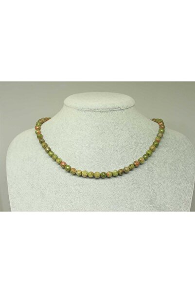 Yasamtohumu قلادة قطع جوانب من حجر Unakit مقاس 6 مم - مع مشبك