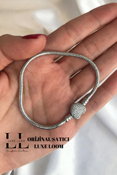 Luxe Loom Kadın Kalp Klipsli Gümüş Renk Bileklik
