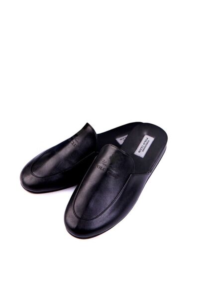 Yorkshire Polo Club Men's Black Leather House Slippers