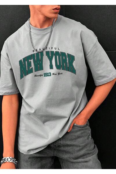 MEİLİFENG Tricou oversize unisex cu imprimeu New York