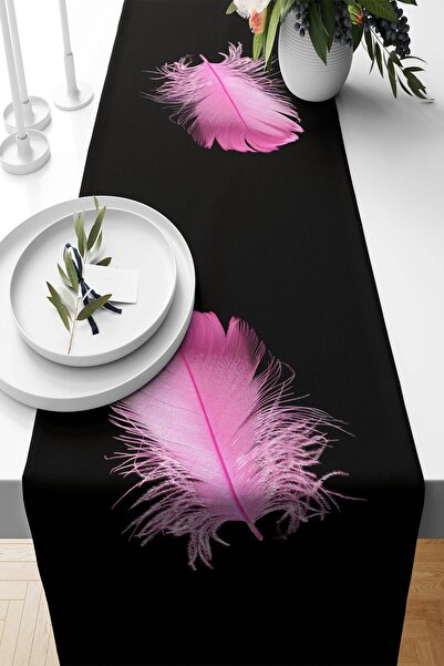 uygun dekor Siyah Zeminde Pembe Tüy Desenli Leke Tutmaz Kumaş Salon Mutfak Ma...