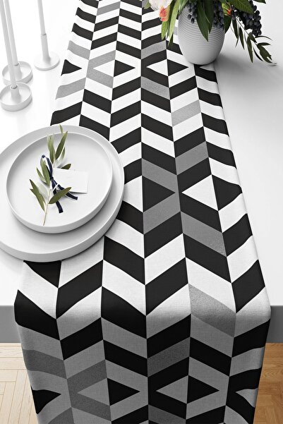 uygun dekor Gri Beyaz Geometrik Şekiller Baskılı Leke Tutmaz Kumaş Salon Mutf...